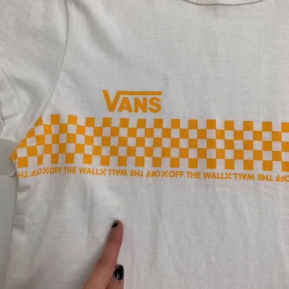 Vans Tee Shirt Womens S White/Yellow Baby Checkerboard Cotton Graphic Crew Neck - Picture 10 of 16